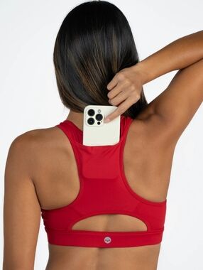 Senita Athletics Red and White Gingham Sports Bra
